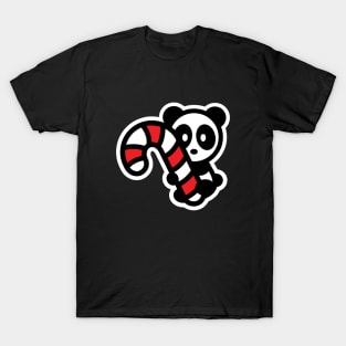 Panda Candy Cane Christmas Bambu Brand Holiday T-Shirt